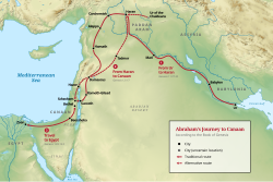Abraham's journey to Canaan according to the Book of Genesis.