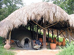 Historic example of a climbing kiln similar to those that were excavated from Songok-dong and Mulcheon-ri as early as the late Three Kingdoms period, c. 600.