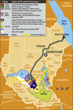 Oil and gas concessions in the Sudan – 2004