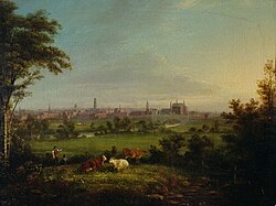 Leeds from the Meadows by Joseph Rhodes, 1825