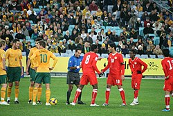 The Bahrain national football team playing Australia in June 2009, in a World Cup qualifier