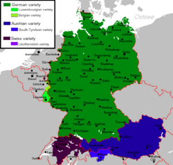 The national and regional standard varieties of the German language[15]