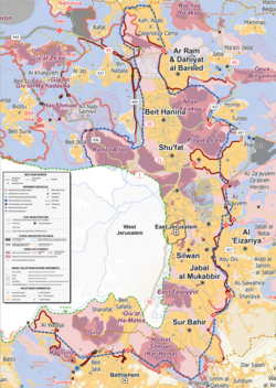 2025 United Nations OCHA map of the area, showing Israeli occupation arrangements
