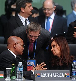 Fernández de Kirchner with South African President, Jacob Zuma in 2011