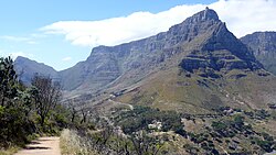 Lion's Head hike, with Table Mountain in the background