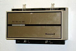 Bimetallic thermostat for buildings.
