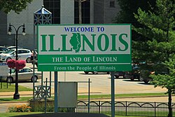 An Illinois welcome sign along U.S. Route 67 in Rock Island