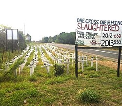 Memorial to rhinos killed by poachers near St Lucia Estuary, South Africa