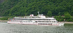 Passenger tourboat of Köln-Düsseldorfer on the river Rhine