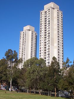 Housing commission towers in Waterloo, Sydney, Australia
