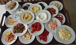 Different meze plates from Turkey