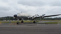 The VC-121 Columbine II, shown here while undergoing restoration in 2016, used by President Dwight Eisenhower