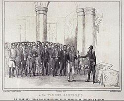 José Antonio Páez receives from Carlos Soublette the Sword of Honor on 19 March 1843