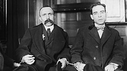 Sacco and Vanzetti in handcuffs