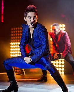 Junsu on stage in Hollywood Palladium, Los Angeles in 2012