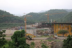 Statue of Unity under construction in August 2016
