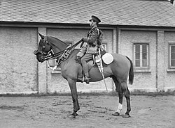 A British cavalry trooper in marching order (1914–1918)