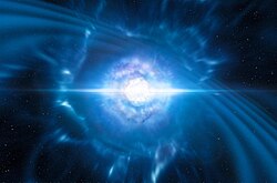 Artist's impression of merging neutron stars, a source of gravitational waves[75]
