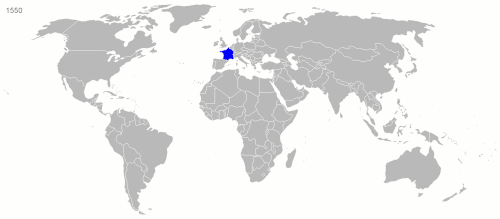 Animated map showing the growth and decline of the first and second French colonial empires