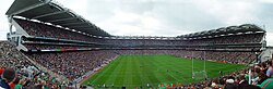 Croke Park kitted out in the green and red of long-suffering Mayo fans at the 2004 All-Ireland Senior Football Championship final. Mayo's losing streak in All-Ireland finals continued as they were hammered by Kerry.