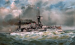 The German Brandenburg, which carried six heavy guns, rather than the standard four