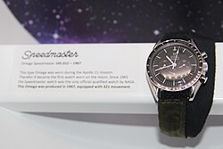 Omega Speedmaster with velcro strap (SEB 12100030 CF 55052-5 S/N 120) supplied by American Velcro Inc for Project Mercury NASA space missions.[13]
