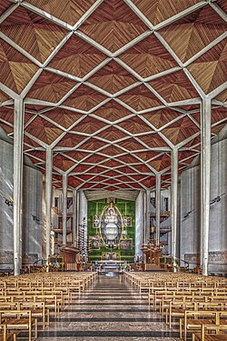 The new nave with Christ in Glory in the Tetramorph tapestry