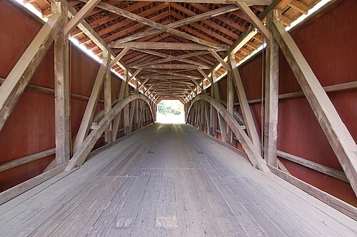 Example of a Burr Truss – Baumgardener's Covered Bridge in Lancaster County, Pennsylvania, U.S.