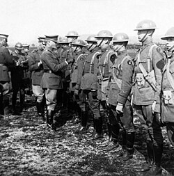 Officers of the 89th Division being decorated by General John J. Pershing in Trier, Germany, April 1919