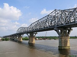 Part of the bridge in 2013, showing the pier and deck expansions