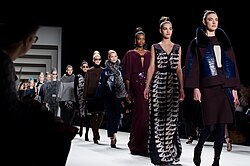 Haute couture fashion models walk the runway during NYFW.