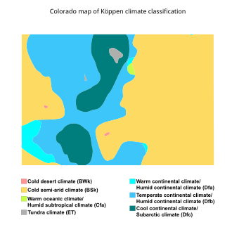 Colorado map of Köppen climate classification