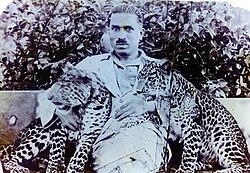 Cajetan Lobo with two pet Indian leopards