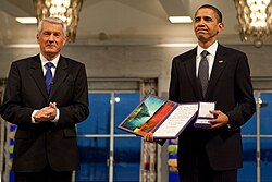 Barack Obama with Thorbjørn Jagland