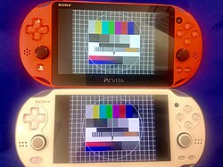 Comparison of the PCH-1000 (white) and PCH-2000 (red), showing the differing displays used