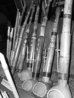 Saxos de Bambú ('bamboo saxophones') by Ángel Sampedro del Río, Argentina