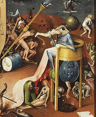 Gibson compares this "Prince of Hell" to a figure in the 12th-century Irish religious text Vision of Tundale, who feeds on the souls of corrupt and lecherous clergy.[47]