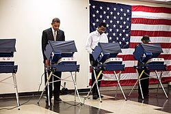 President Obama casts his ballot at the Martin Luther King Jr. Community Center in Chicago.