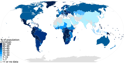 Percentage of Christians worldwide, June 2014