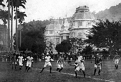 The first Brazil national team ever playing Exeter City in Rio de Janeiro