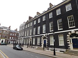 Bloomsbury Publishing's headquarters in Bedford Square (extreme right)