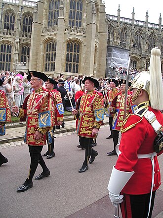 Heralds in procession to St George's Chapel, Windsor Castle (in the background), for the annual service of the Order of the Garter, 19 June 2006
