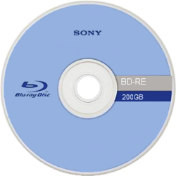 Front (label side) of an experimental 200 GB rewritable Blu-ray Disc