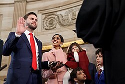 Vance looks on as her husband takes the vice presidential oath of office; January 20, 2025.