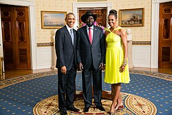 Kiir with US President Barack Obama in Washington, D.C., 5 August 2014