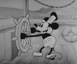 Excerpt of Steamboat Willie (1928), the first Mickey Mouse sound cartoon.