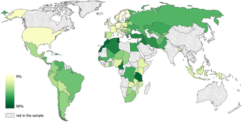 Prevalence of belief in witchcraft by country[121]