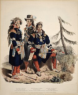 Three Huron-Wendat chiefs from Wendake. New France had largely peaceful relations with the Indigenous people, such as their allies the Huron. After the defeat of the Huron by their mutual enemy, the Iroquois, many fled from Ontario to Quebec.