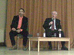 Robin Blackburn (right) after giving one of the Oxford Amnesty Lectures, with Kelley, who chaired the event, 2010.