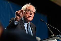 Sanders speaking at the June 9, 2019 Iowa Democrats Hall of Fame Celebration in Cedar Rapids, Iowa